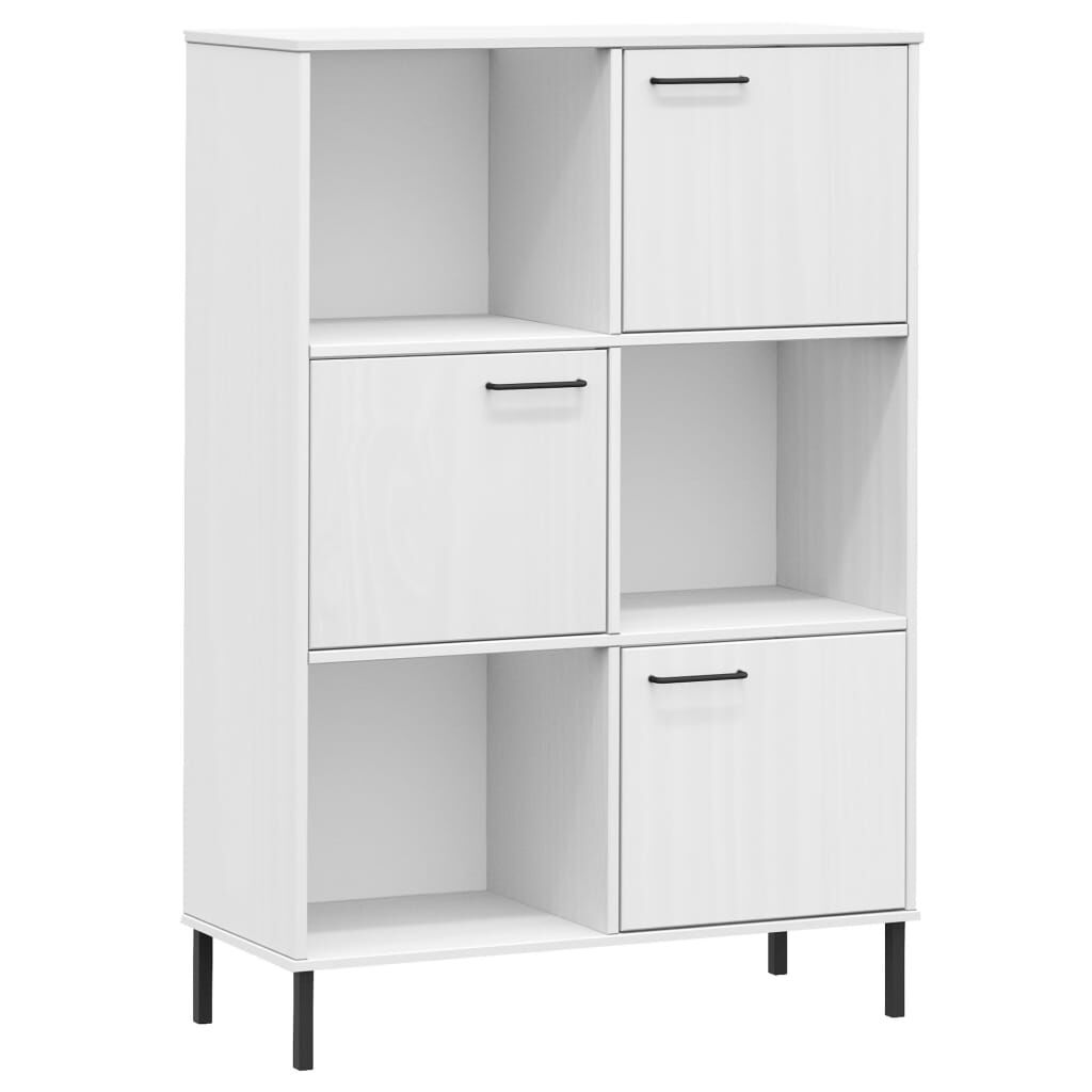 vidaXL Βιβλιοθήκη OSLO Λευκή 90x35x128,5 εκ. Μασίφ Ξύλο με Μετ. Πόδια