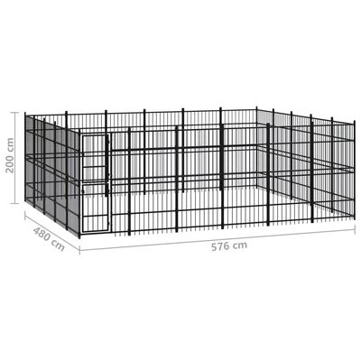 vidaXL Κλουβί Σκύλου Εξωτερικού Χώρου 27,65 μ² από Ατσάλι