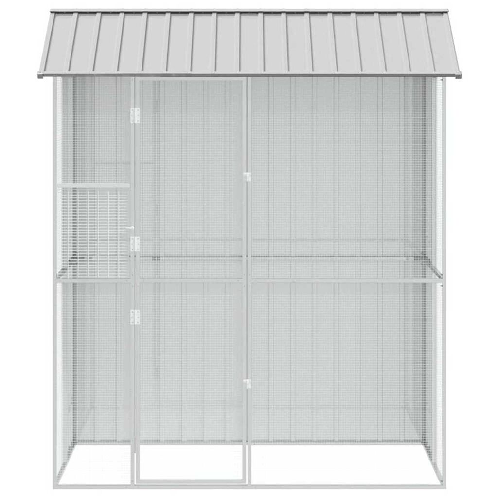 vidaXL Κλουβί Πουλιών Γκρι 215 x 110 x 247 εκ. Γαλβανισμένος χάλυβας
