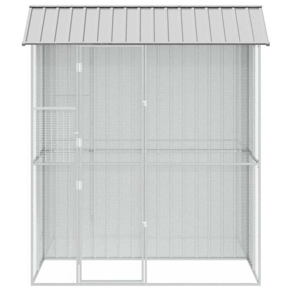 vidaXL Κλουβί Πουλιών Γκρι 215 x 110 x 247 εκ. Γαλβανισμένος χάλυβας