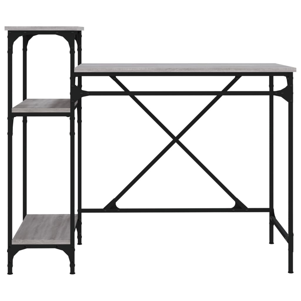 vidaXL Γραφείο με Ράφια Γκρι Sonoma 105x50x90 εκ. Επεξ. Ξύλο/Σίδηρος