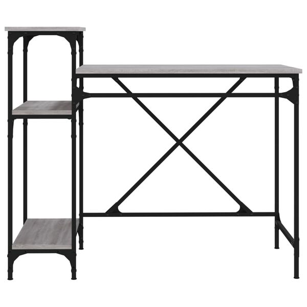 vidaXL Γραφείο με Ράφια Γκρι Sonoma 105x50x90 εκ. Επεξ. Ξύλο/Σίδηρος