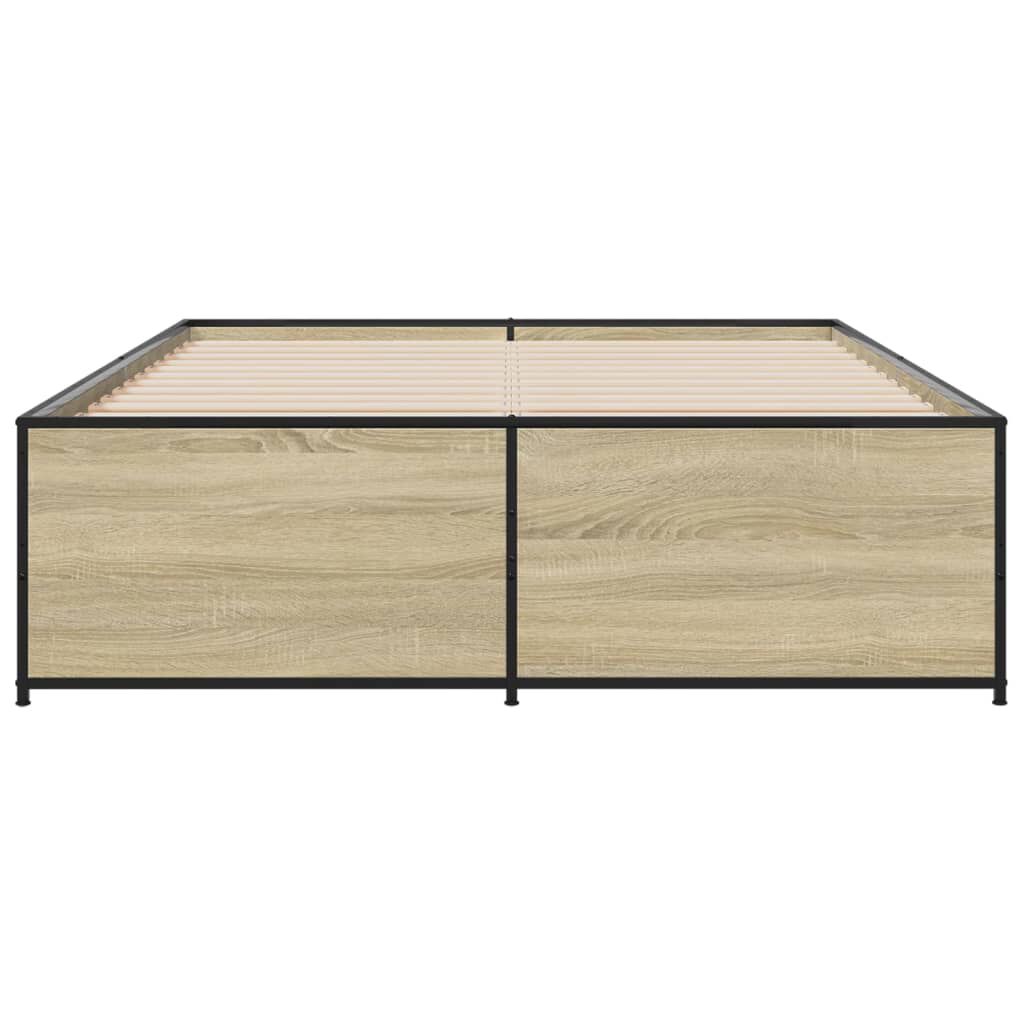 vidaXL Πλαίσιο Κρεβατιού Sonoma Δρυς 120x190 εκ. Επεξ. Ξύλο & Μέταλλο
