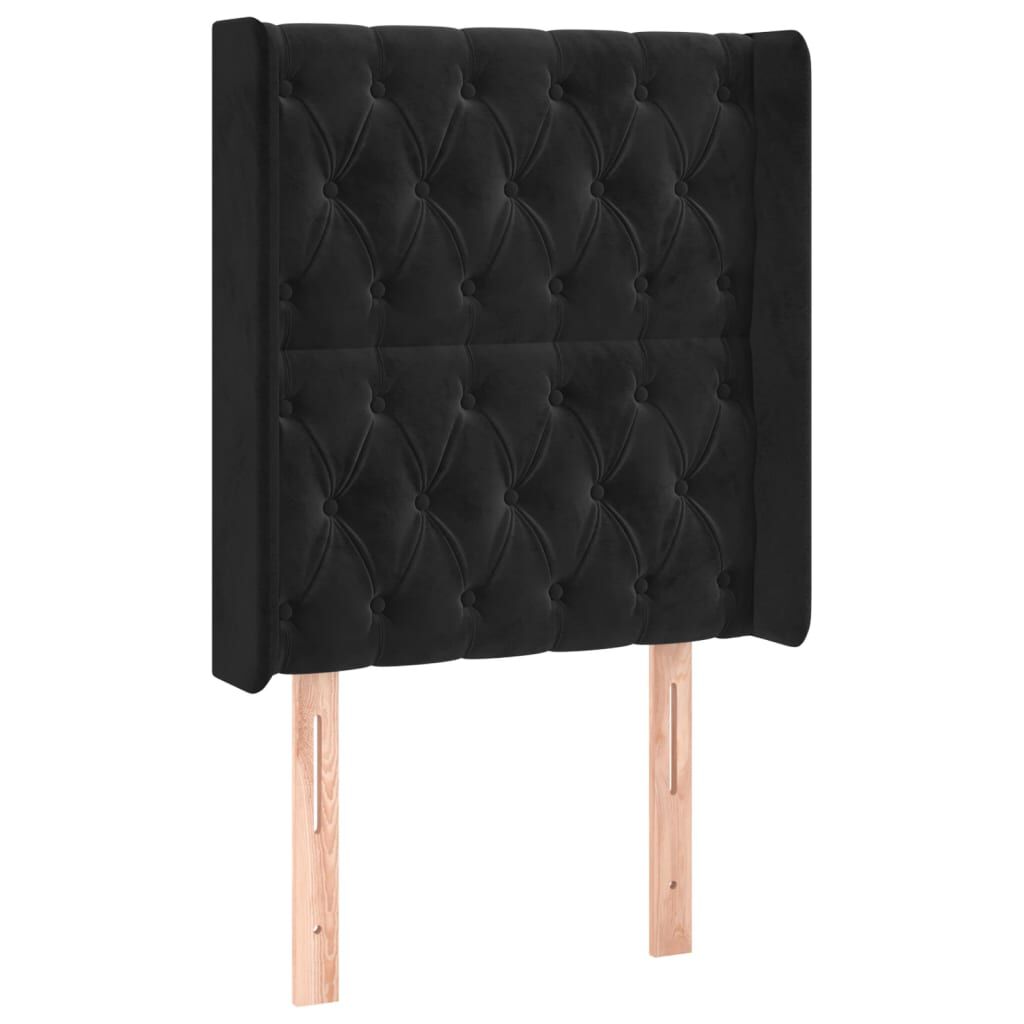 vidaXL Κρεβάτι Boxspring με Στρώμα & LED Μαύρο 80x200 εκ. Βελούδινο