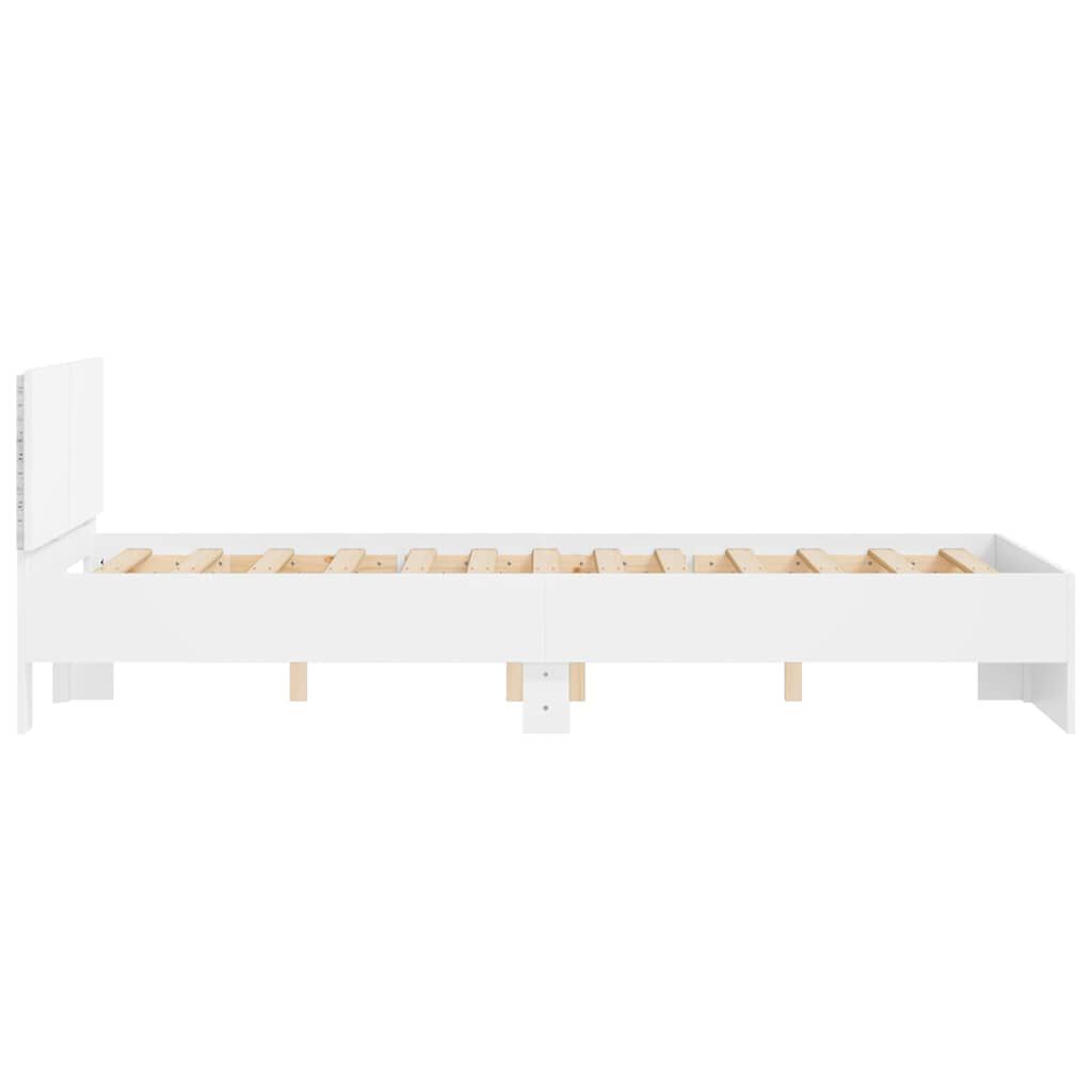 vidaXL Πλαίσιο Κρεβατιού με Κεφαλάρι/LED Λευκό 120x190 εκ.