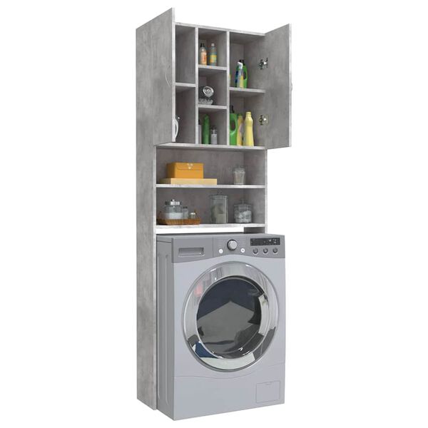 vidaXL Ντουλάπι Πλυντηρίου Γκρι Σκυροδέματος 64 x 25,5 x 190 εκ.