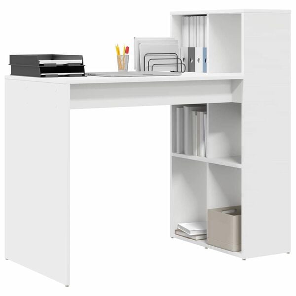 vidaXL Γραφείο με ράφι Λευκό 108 x 55 x 103.5 εκ Επεξεργασμένο ξύλο