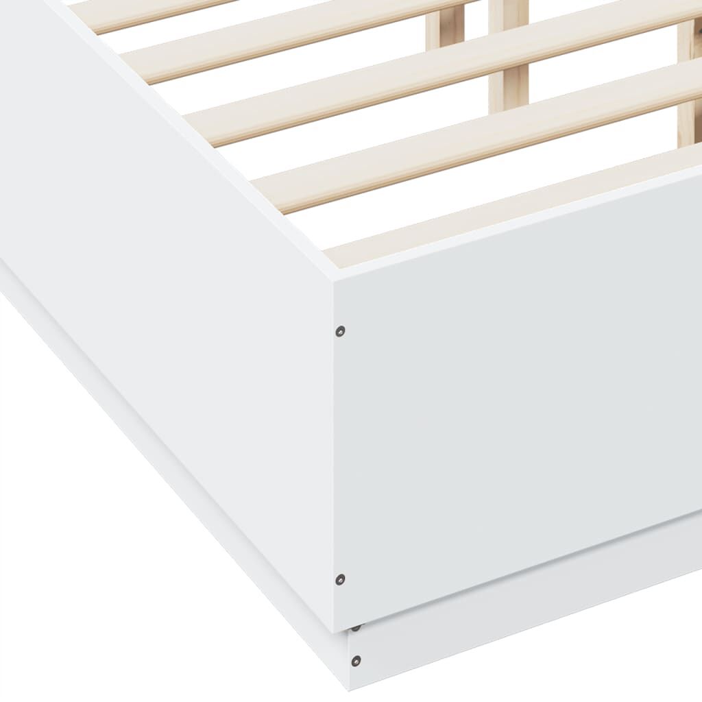 vidaXL Πλαίσιο Κρεβατιού με LED Λευκό 120x190 εκ Επεξεργ. Ξύλο