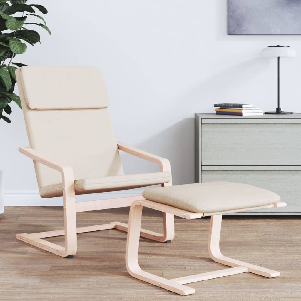 vidaXL Υποπόδιο Κρεμ 51 x 41 x 40 εκ. Υφασμάτινο