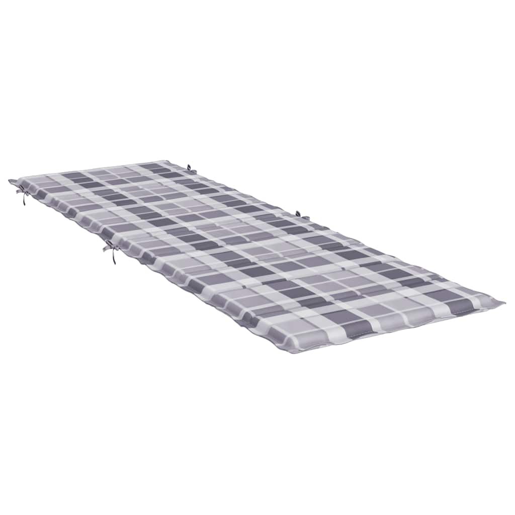 vidaXL Μαξιλάρι Ξαπλώστρας Γκρι Καρό 186x58x4εκ. από Ύφασμα Oxford