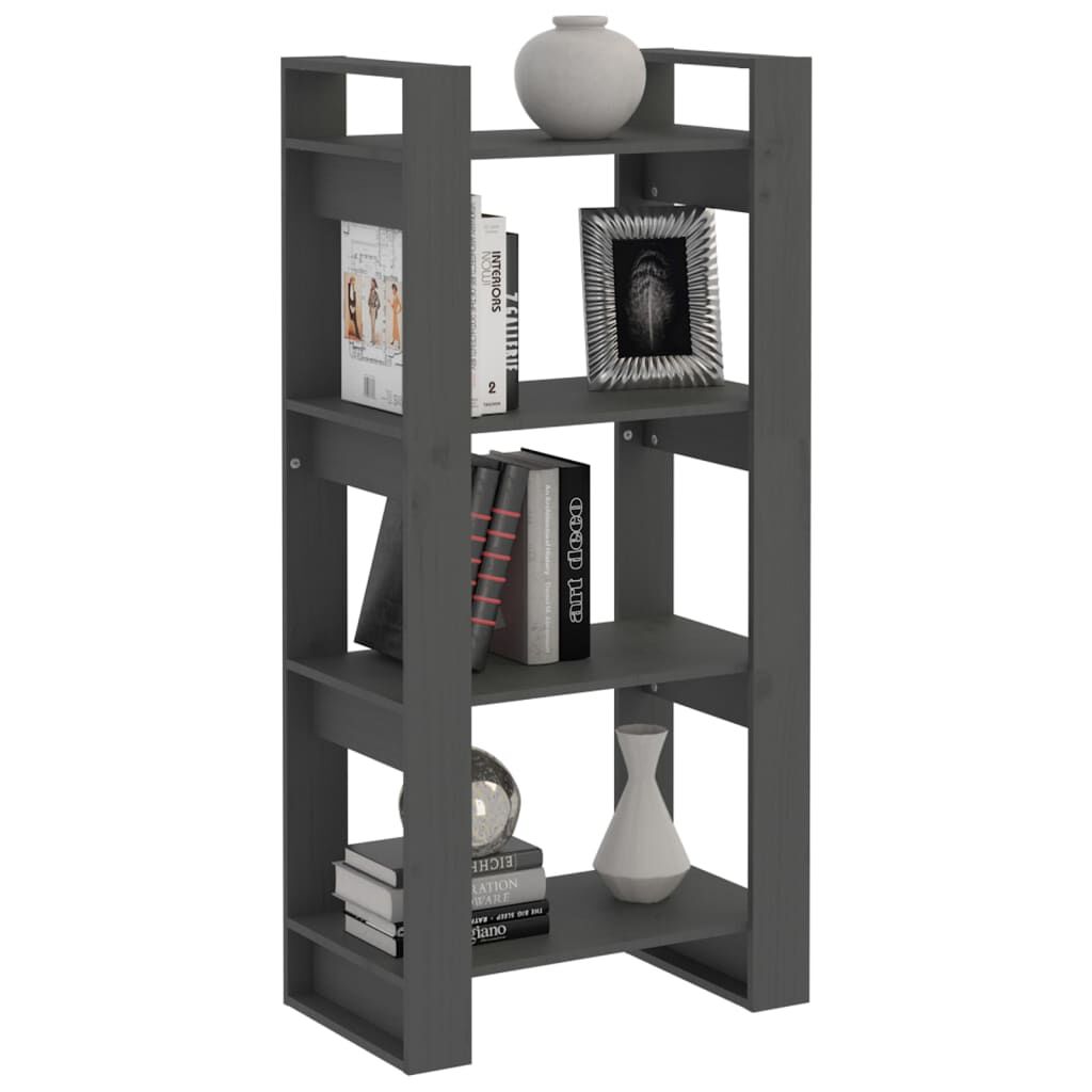 vidaXL Βιβλιοθήκη/Διαχωριστικό Χώρου Γκρι 60x35x125 εκ. Μασίφ Ξύλο