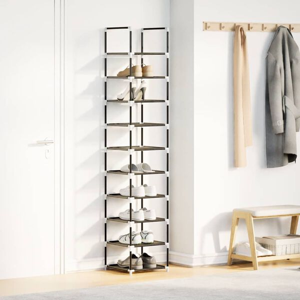 Ράφι παπουτσιών vidaXL 10 επιπέδων μαύρο 33x33x174 cm