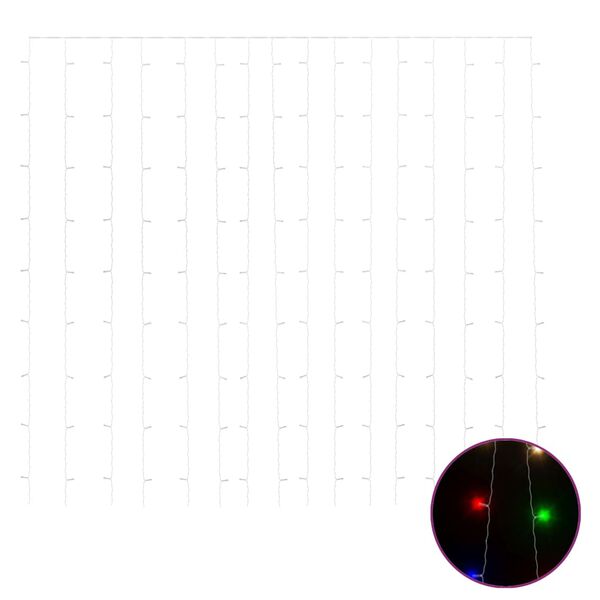 vidaXL Κουρτίνα LED Φωτάκια 300 LED Πολύχρωμα 3 x 3 μ. 8 Λειτουργίες