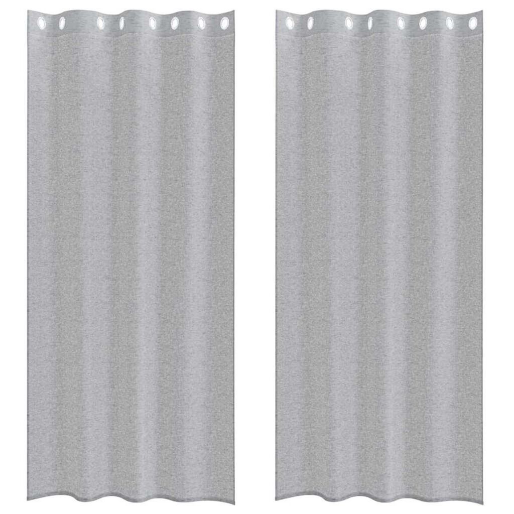 vidaXL Κουρτίνες με κουρτίνες 2 pcs Σκούρο γκρι Πολυεστέρας