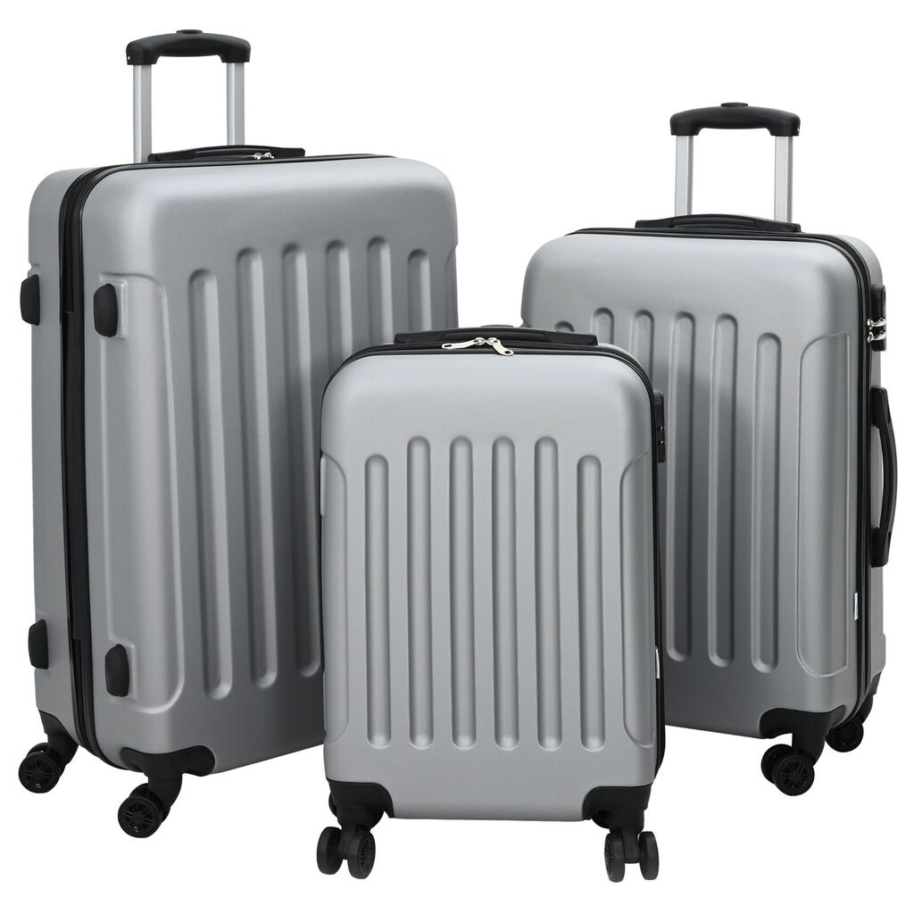 vidaXL Σετ βαλιτσών 3 τεμάχια Ανθεκτική Ασημί 20'' 24'' 28'' ABS