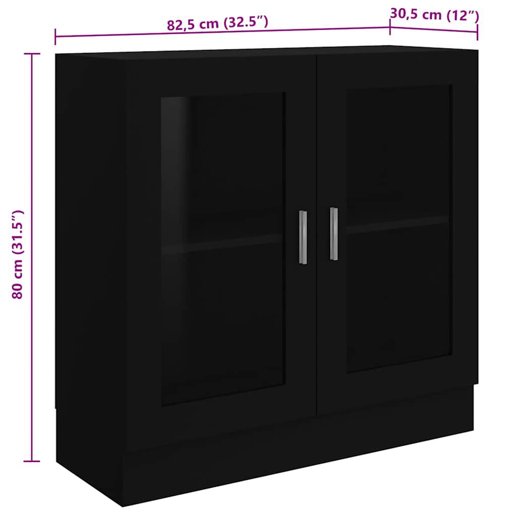 vidaXL Βιτρίνα Μαύρη 82,5 x 30,5 x 80 εκ. Επεξ. Ξύλο