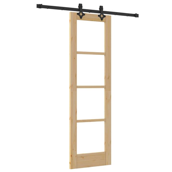 vidaXL Συρόμενη Πόρτα Άλλο Καφέ 61 x 198.5 εκ. Ξύλο και μέταλλο