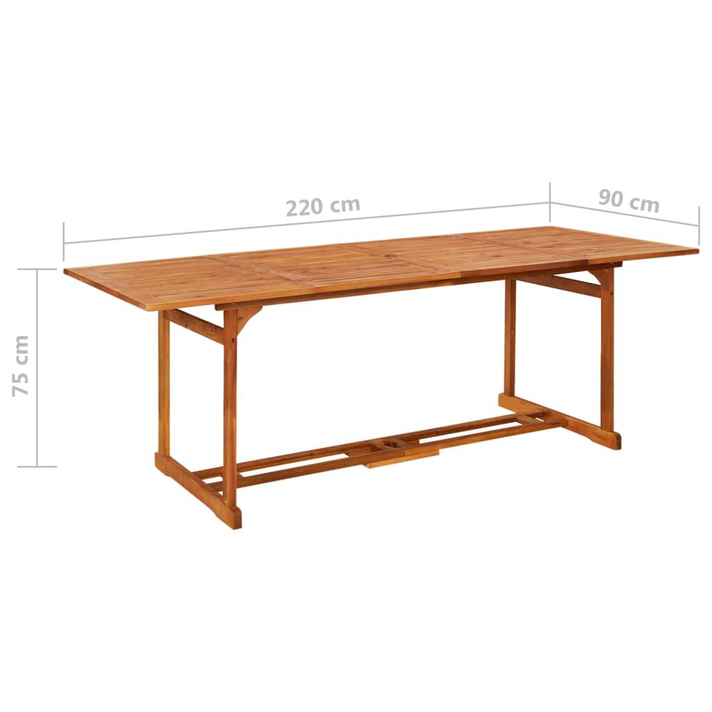 vidaXL Τραπεζαρία Κήπου 220 x 90 x 75 εκ. από Μασίφ Ξύλο Ακακίας