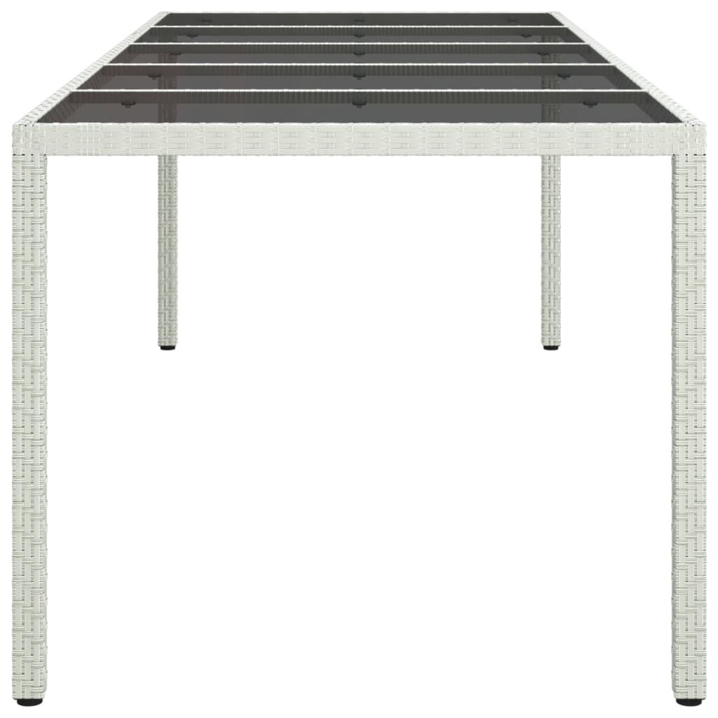 vidaXL Τραπέζι Κήπου Λευκό 250x100x75 εκ. Συνθετ. Ρατάν/Ψημένο Γυαλί
