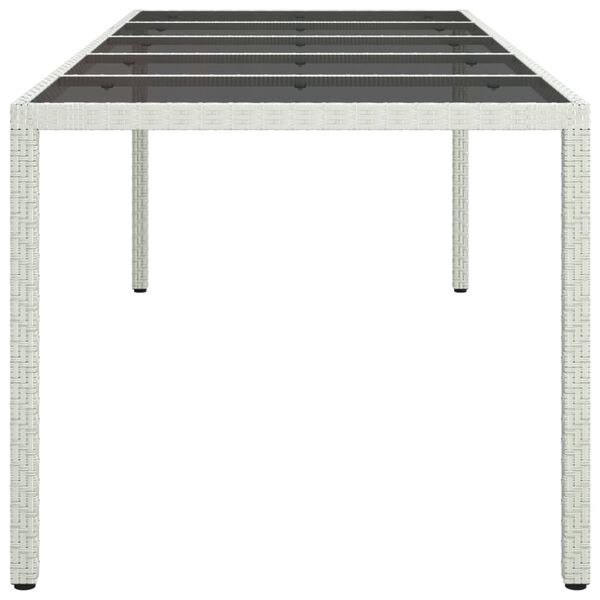 vidaXL Τραπέζι Κήπου Λευκό 250x100x75 εκ. Συνθετ. Ρατάν/Ψημένο Γυαλί