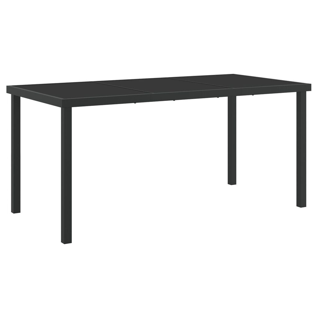 vidaXL Τραπέζι Κήπου Μαύρο 160x80x73 εκ. Σκληρυμένο Γυαλί