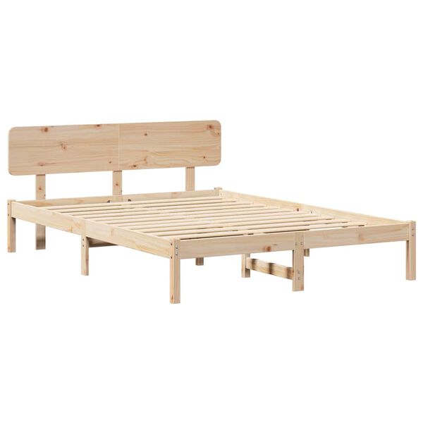 vidaXL Σκελετός Κρεβατιού Φυσικό 150 x 200 cm Μασίφ ξύλο πεύκου