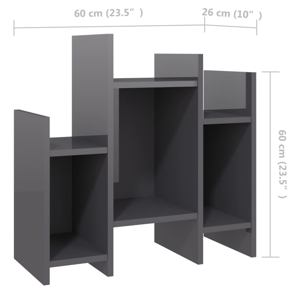 vidaXL Βοηθητικό Ντουλάπι Γυαλ. Γκρι 60 x 26 x 60 εκ. από Επεξ. Ξύλο