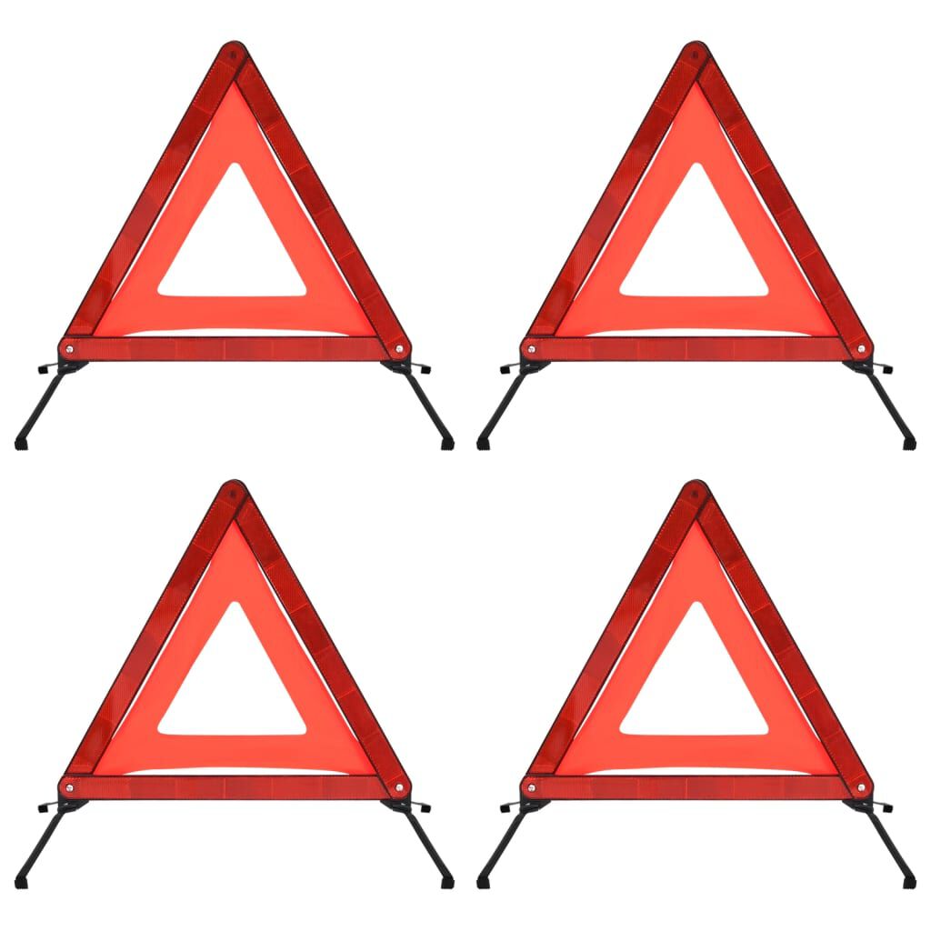 vidaXL Τρίγωνα Ασφαλείας 4 τεμ. Κόκκινα 56,5 x 36,5 x 44,5 εκ.