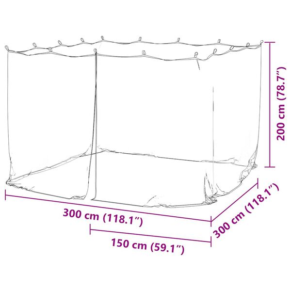 vidaXL Κουνουπιέρα 156 Λευκή 300x300x200εκ. από Δίχτυ