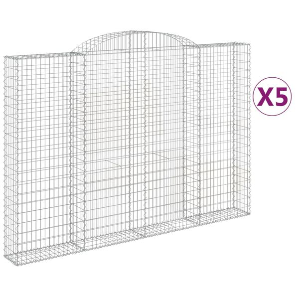 vidaXL Συρματοκιβώτια Τοξωτά 5 τεμ. 300x30x200/220 εκ. Γαλβαν. Ατσάλι