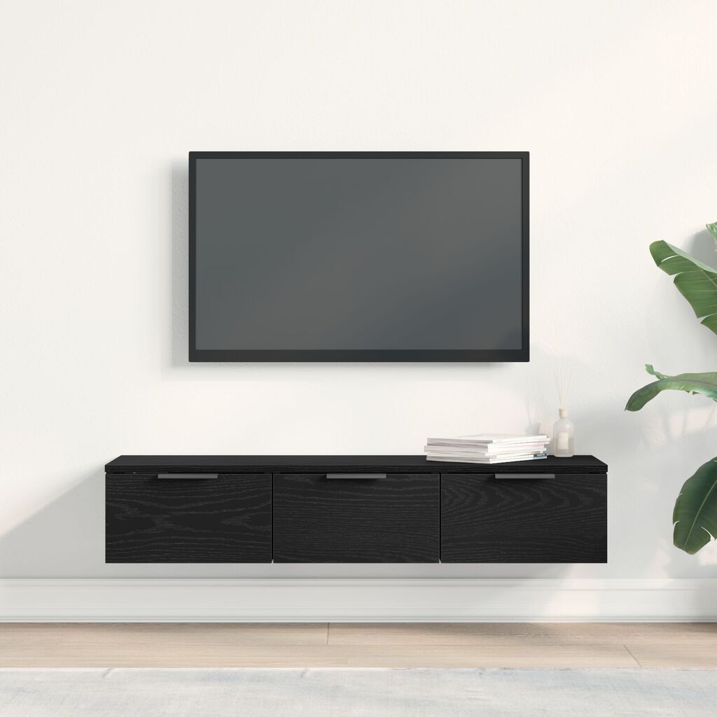 vidaXL Μαύρος Ξύλινος Τοίχος Ντουλάπι 102x30x20 εκ Κατασκευασμένο από Επεξεργασμένο Ξύλο
