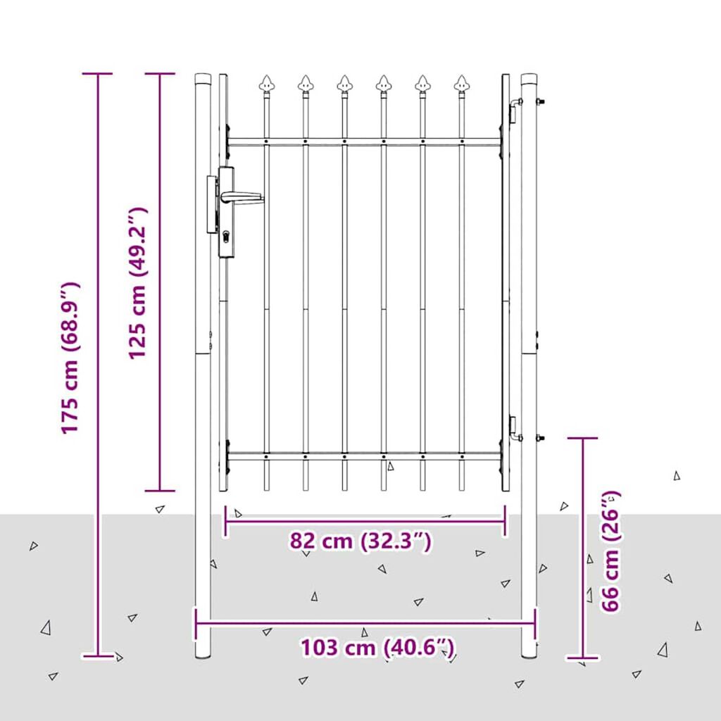 vidaXL Πύλη Φράχτη Γκρι 100 x 120 cm Χάλυβας με Επικάλυψη Πούδρας