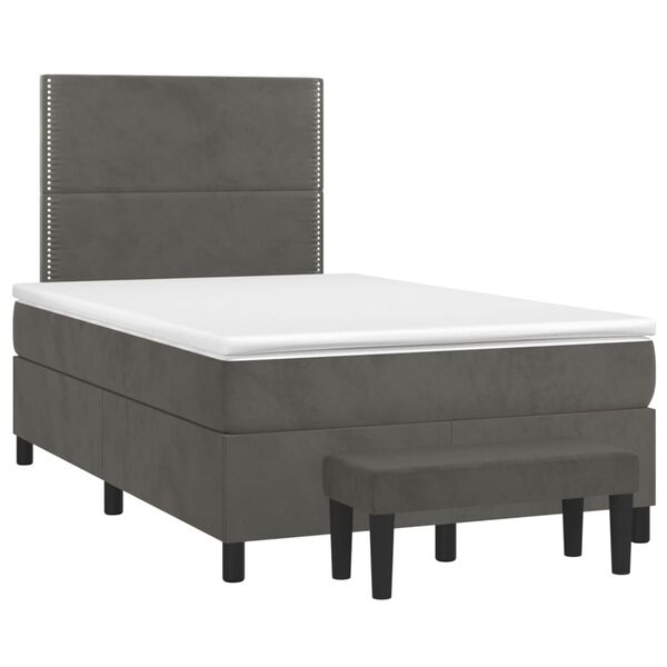 vidaXL Κρεβάτι Boxspring με Στρώμα Σκούρο Γκρι 120x200 εκ. Βελούδινο
