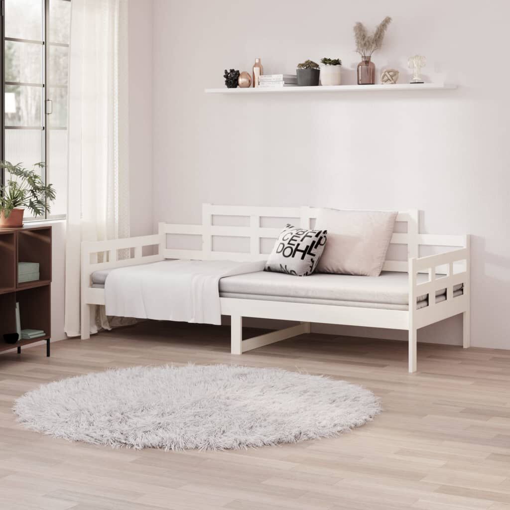 vidaXL Καναπές Κρεβάτι Λευκός 90 x 190 εκ. από Μασίφ Ξύλο Πεύκου