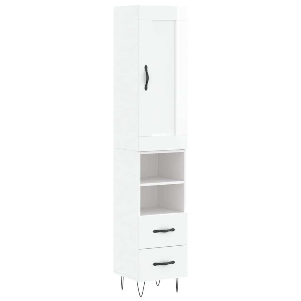 vidaXL Ντουλάπι Γυαλ. Λευκό 34,5 x 34 x 180 εκ. από Επεξεργασμένο Ξύλο