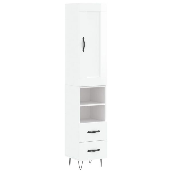 vidaXL Ντουλάπι Γυαλ. Λευκό 34,5 x 34 x 180 εκ. από Επεξεργασμένο Ξύλο