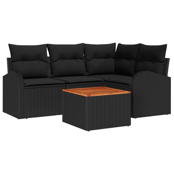 vidaXL Σετ Καναπέ Κήπου 5 pcs Μαύρο Πολυ ράταν