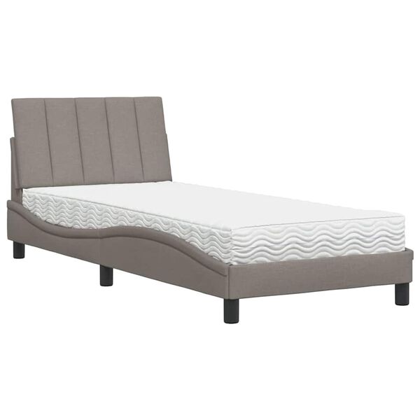 vidaXL Κρεβάτι με Στρώμα Hanko Taupe 90x200 εκ. Υφασμάτινο