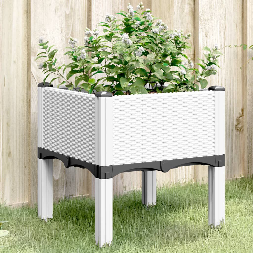 vidaXL Ζαρντινιέρα Κήπου με Πόδια Λευκή 40x40x42 εκ. Πολυπροπυλένιο