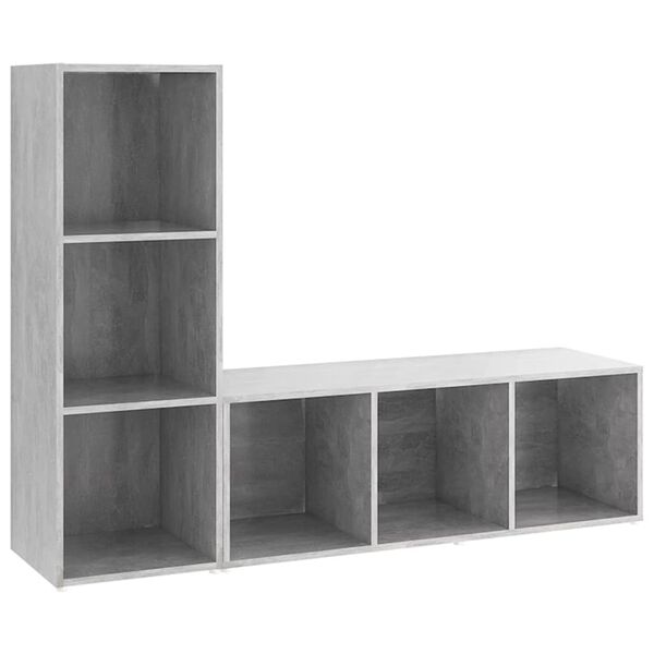 vidaXL Έπιπλα Τηλεόρασης 2 τεμ. Γκρι Σκυρ. 107x35x37 εκ. Μοριοσανίδα