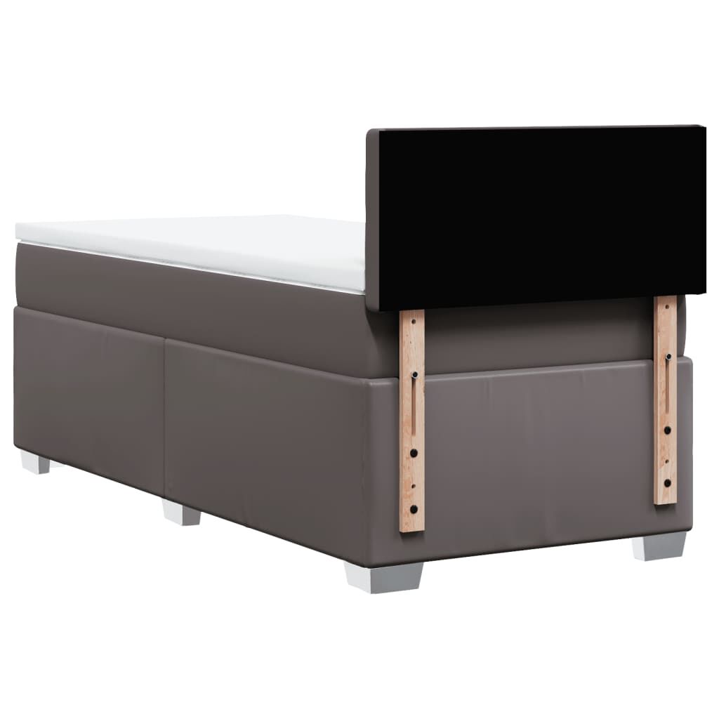 vidaXL Κρεβάτι Boxspring με Στρώμα Γκρι 100x200εκ. από Συνθετικό Δέρμα