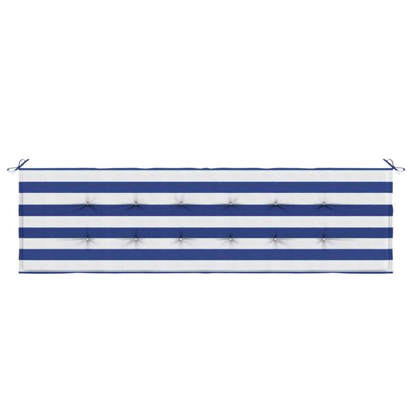 vidaXL Μαξιλάρι Παγκάκι Κήπου Striped Μπλε και λευκό 180 x 50 x 4 cm
