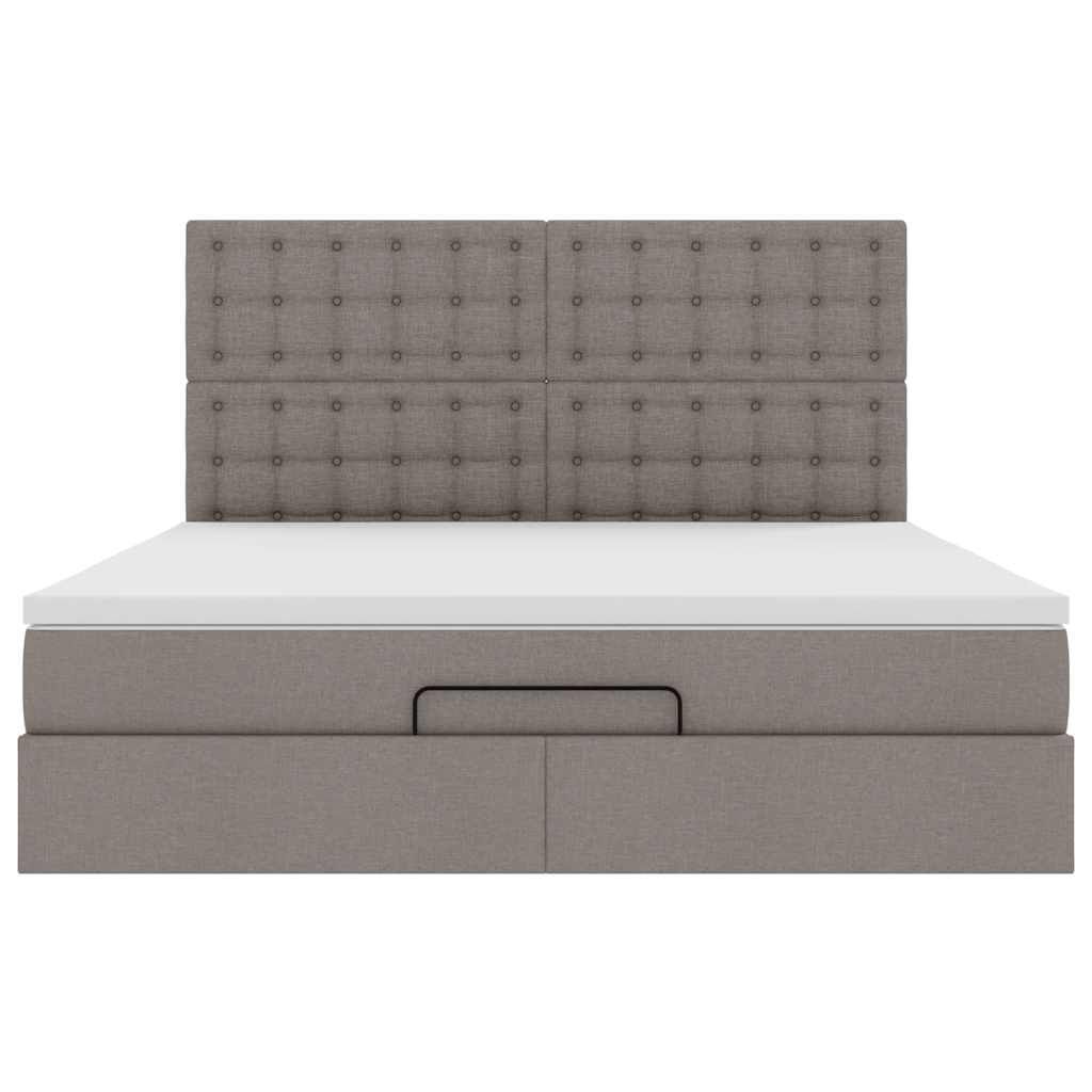 vidaXL Οθωμανικό κρεβάτι με στρώμα & LEDs Taupe 180x200cm ύφασμα