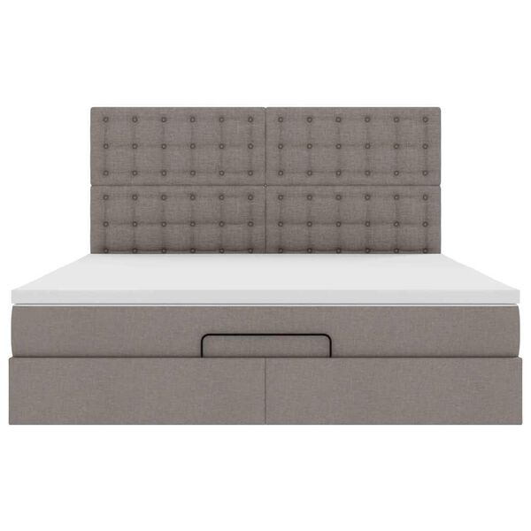 vidaXL Οθωμανικό κρεβάτι με στρώμα & LEDs Taupe 180x200cm ύφασμα