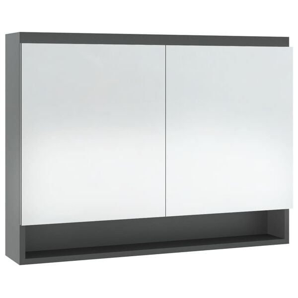 vidaXL Ντουλάπι Μπάνιου με Καθρέφτη 80x15x60 εκ. Γκρι από MDF