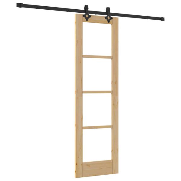 vidaXL Συρόμενη Πόρτα Καφέ 61 x 198.5 εκ. Ξύλο και μέταλλο