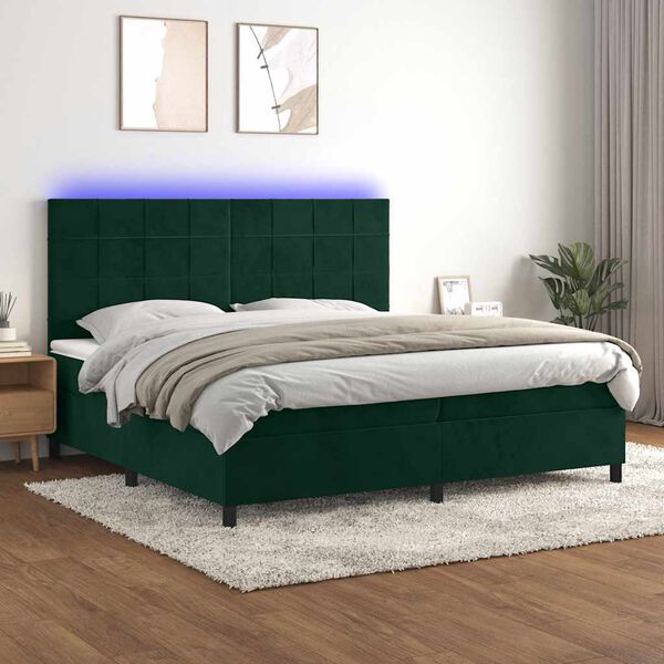 vidaXL &Kappa;&rho;&epsilon;&beta;ά&tau;&iota; Boxspring &mu;&epsilon; &Sigma;&tau;&rho;ώ&mu;&alpha; & LED &Sigma;&kappa;. &Pi;&rho;ά&sigma;&iota;&nu;&omicron; 200x200&epsilon;&kappa; &Beta;&epsilon;&lambda;&omicron;ύ&delta;&omicron;