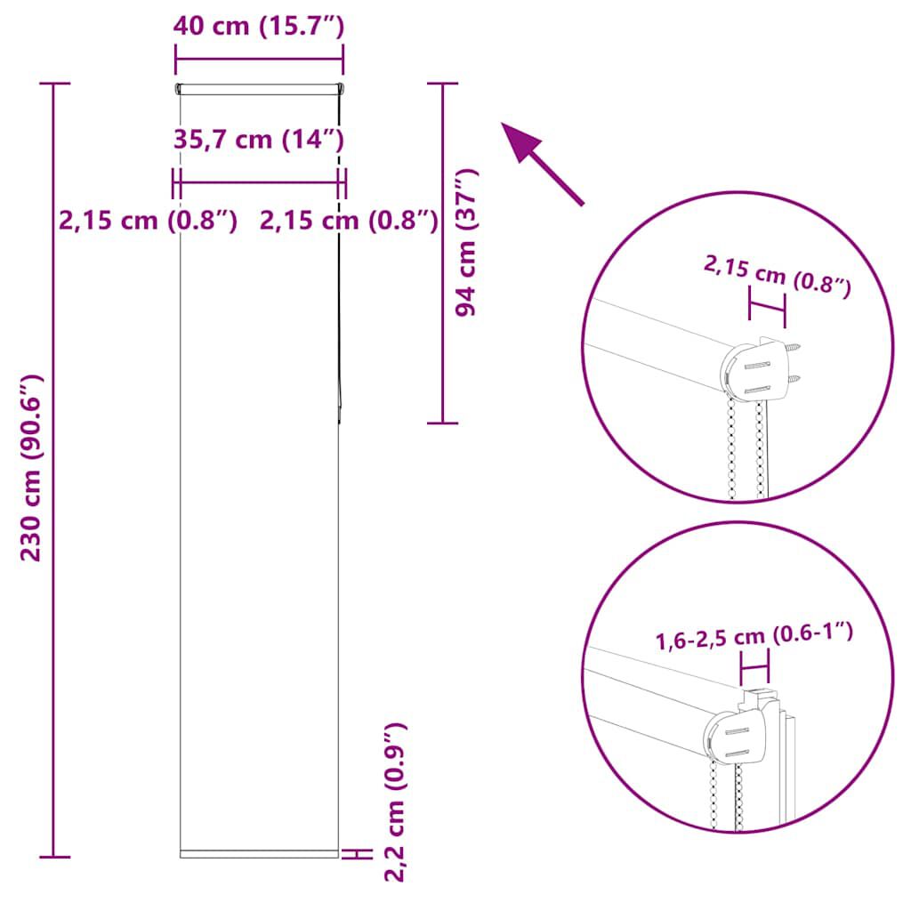 vidaXL Ρολέρ Μπλακάουτ Μαύρο 40x230 cm Πλάτος υφάσματος 35,7 cm