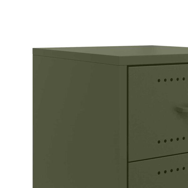 vidaXL Κομοδίνο Πράσινο Λαδί 36x39x59 εκ. από Χάλυβα