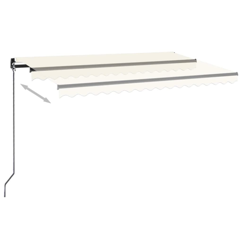vidaXL Τέντα Συρόμενη Χειροκίνητη με LED Κρεμ 450 x 350 εκ.